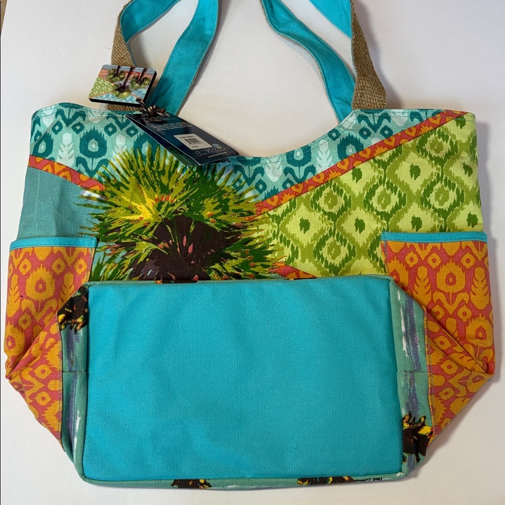 NEW! Paul Brent Canvas Palm Tree Themed Tote - Picture 5 of 8